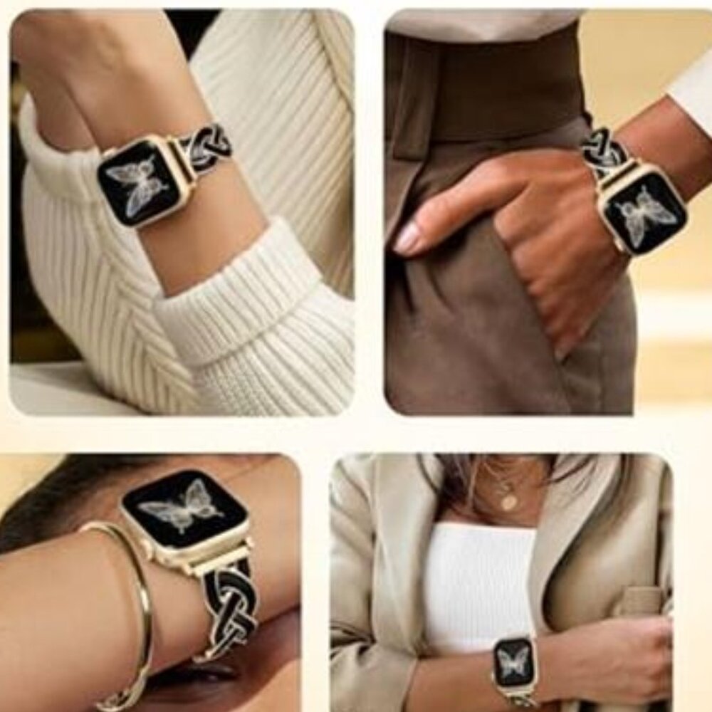 NEW Gold/Black Design Luxury Dressy Apple Watch Band - Picture 4 of 4